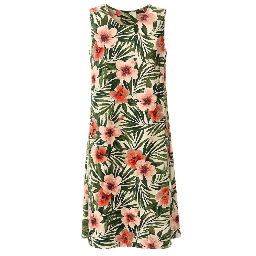 Women's Anne Klein 10 Tropical‎ Floral Linen Blend Shift Dress Garden Party
